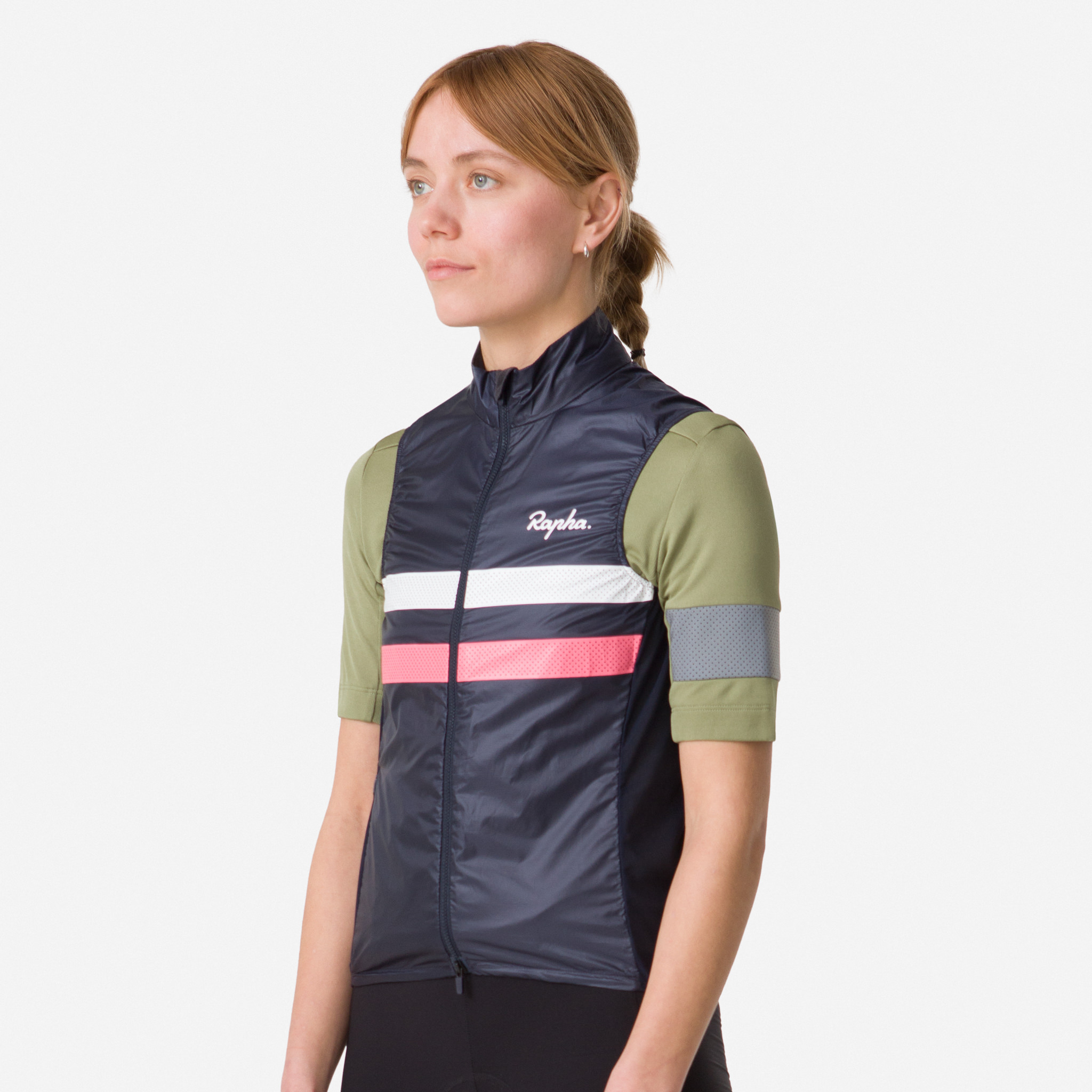 Rapha Brevet Gilet Dark Navy/High-Vis Pink/White | 93764PBKO