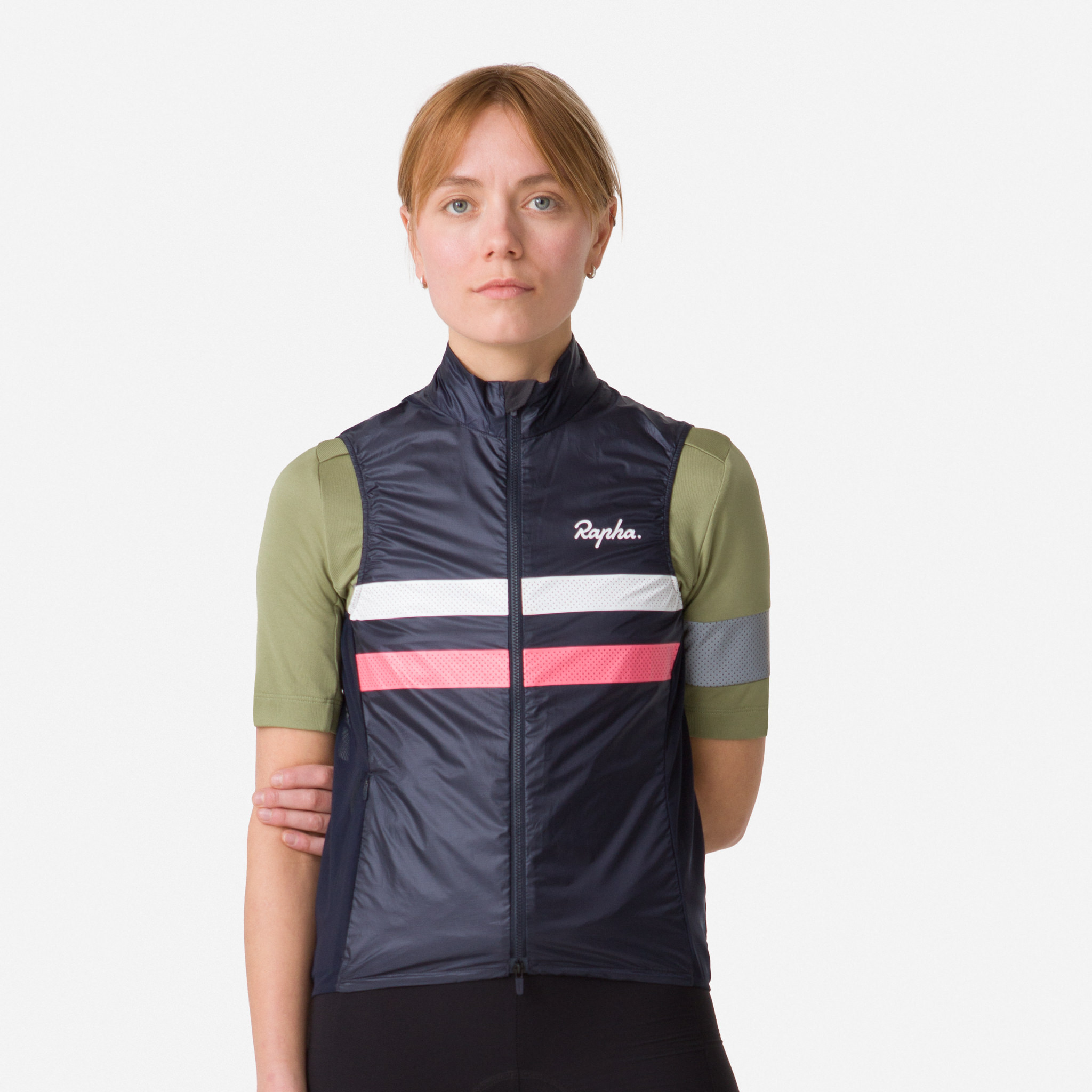 Rapha Brevet Gilet Dark Navy/High-Vis Pink/White | 93764PBKO