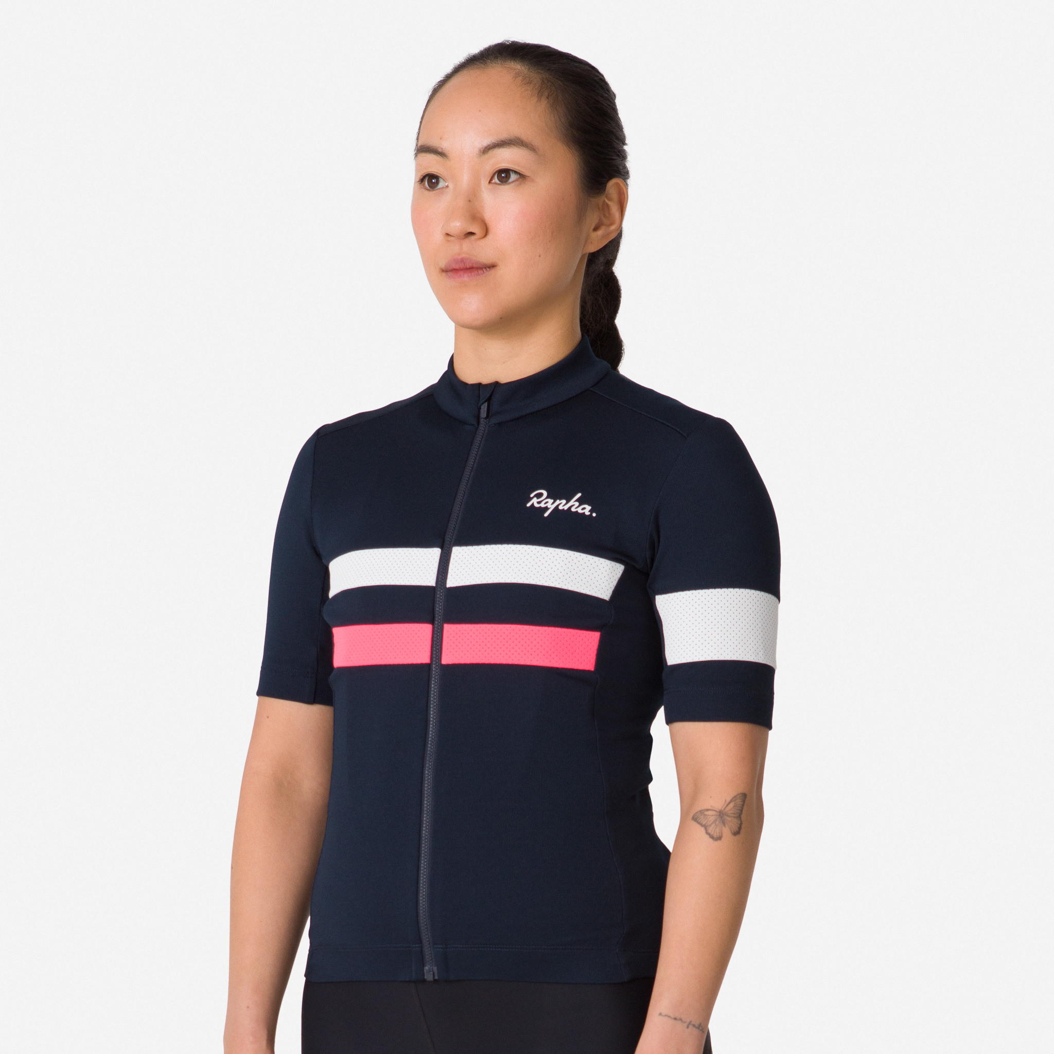 Rapha Brevet Jersey Dark Navy/High-Vis Pink/White | 37598PYHB