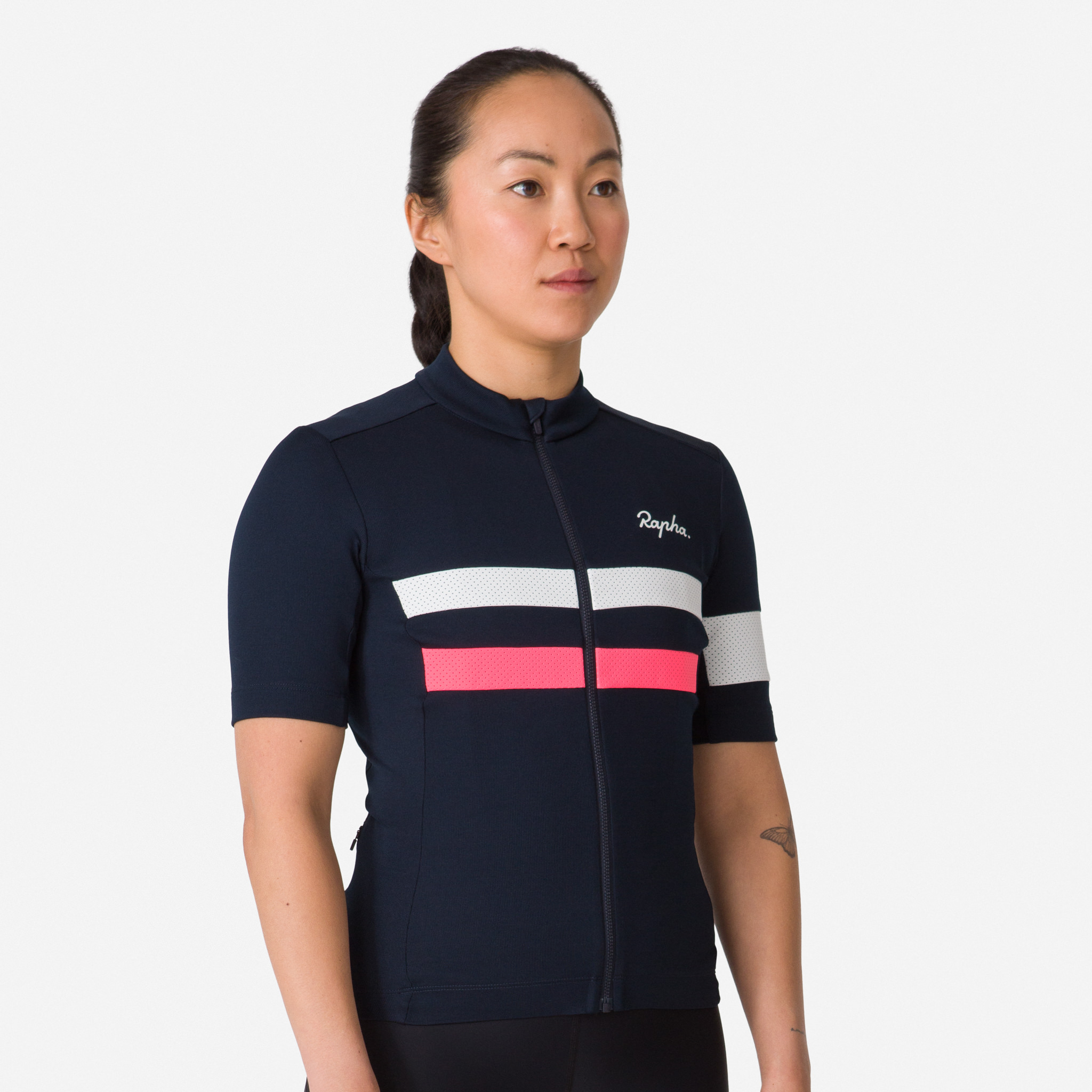 Rapha Brevet Jersey Dark Navy/High-Vis Pink/White | 37598PYHB