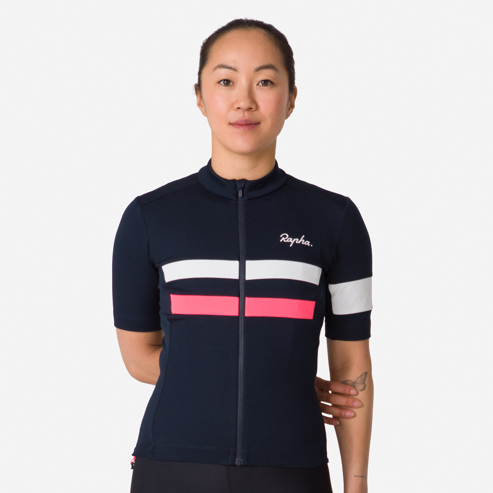 Rapha Brevet Jersey Dark Navy/High-Vis Pink/White | 37598PYHB