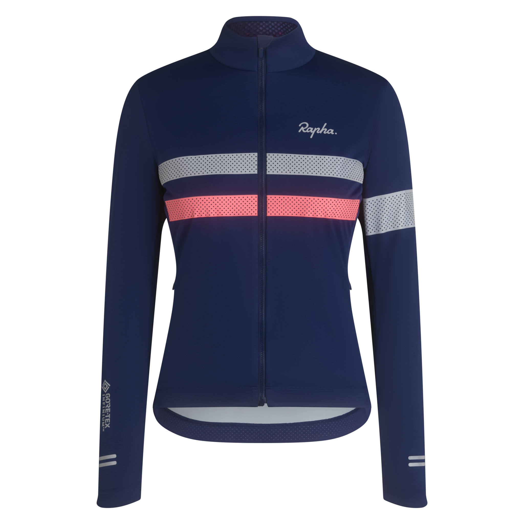 Rapha Brevet LS Gore-Tex Infinium Jersey Navy/Hi-Vis Pink | 72641WCQZ