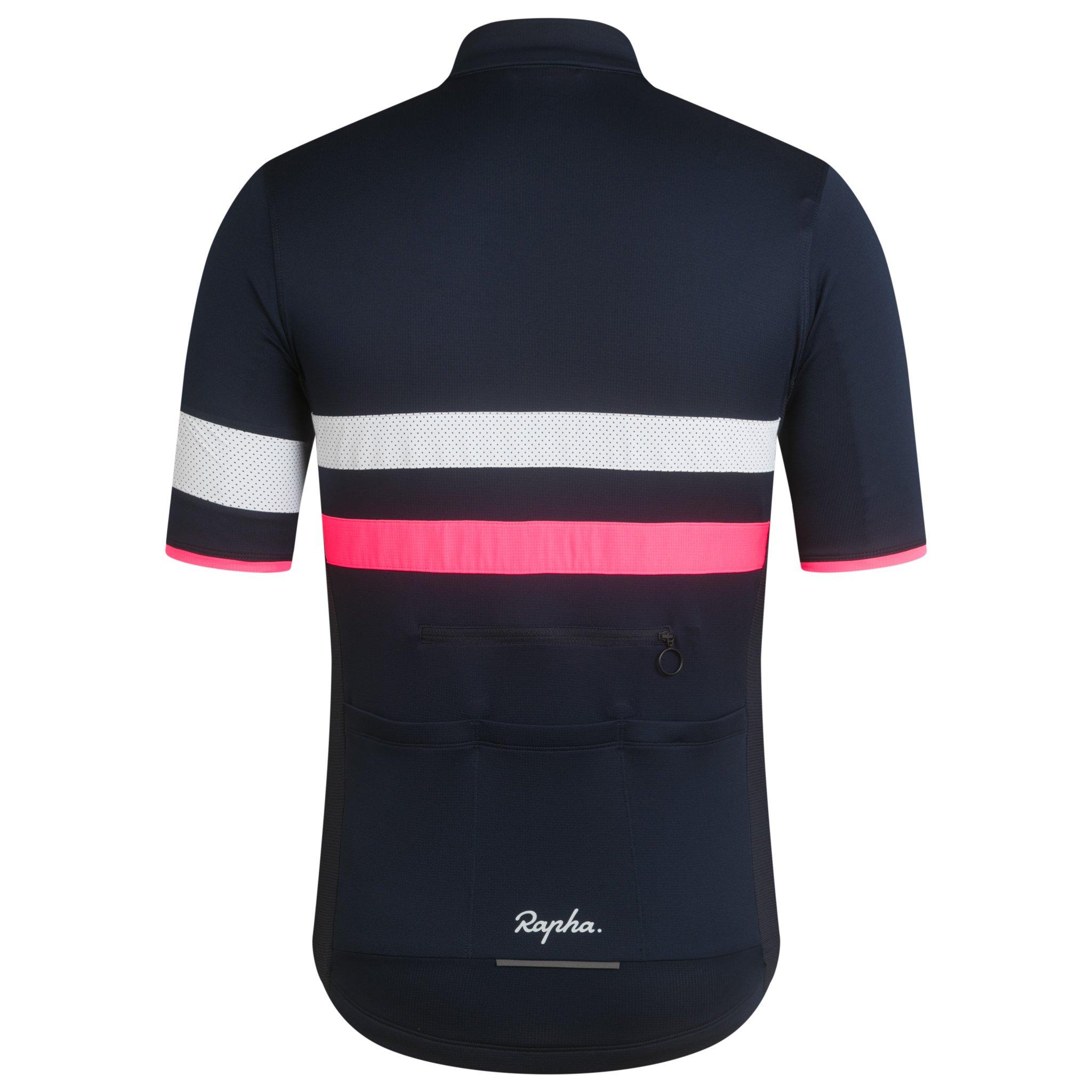 Rapha Brevet Lightweight Cycling Jersey Dark Navy/Hi-Vis Pink | 57869LTJH