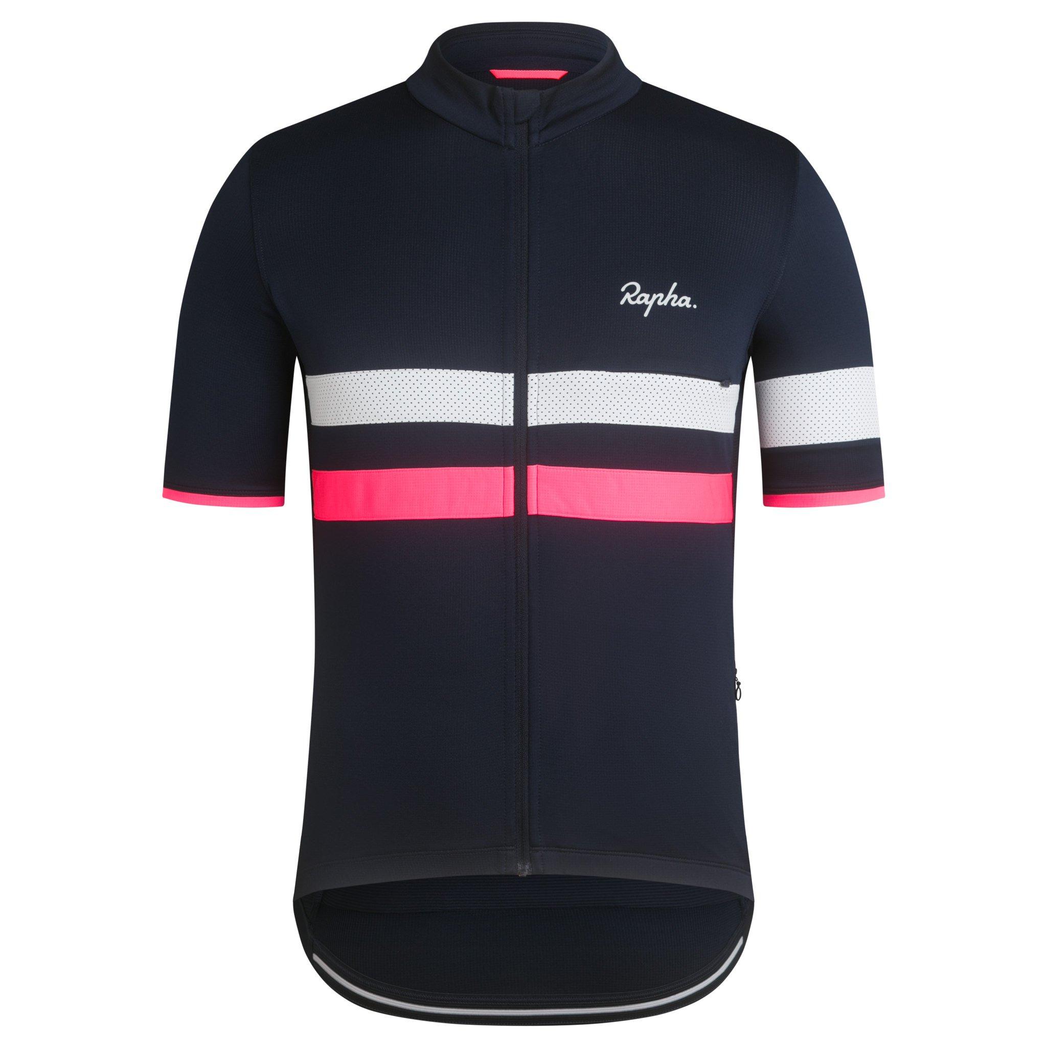 Rapha Brevet Lightweight Cycling Jersey Dark Navy/Hi-Vis Pink | 57869LTJH