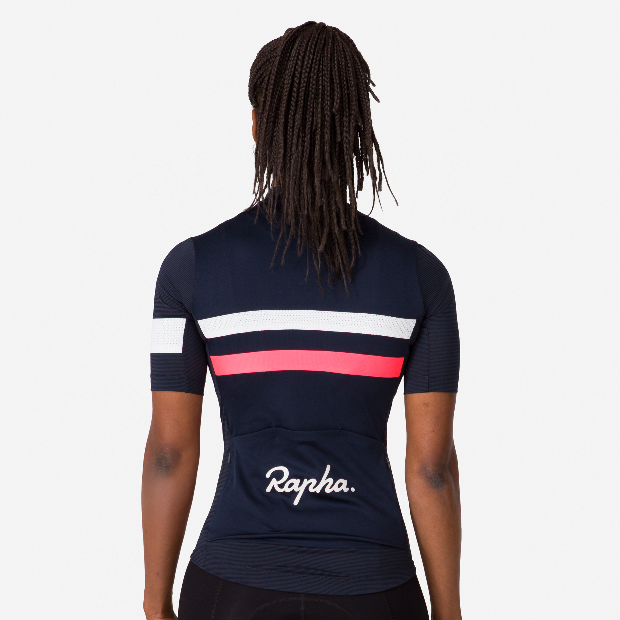 Rapha Brevet Lightweight Jersey Dark Navy/High-Vis Pink/White | 61390SNOZ