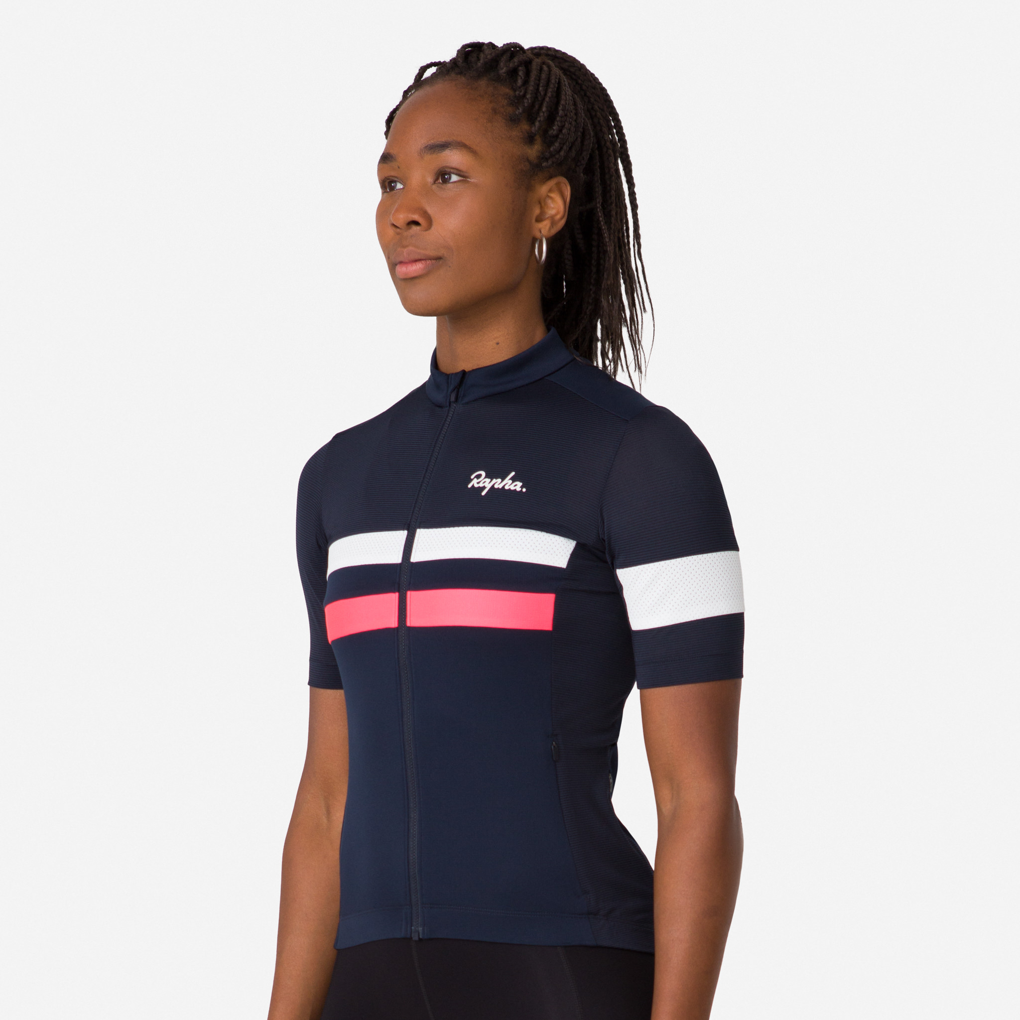 Rapha Brevet Lightweight Jersey Dark Navy/High-Vis Pink/White | 61390SNOZ