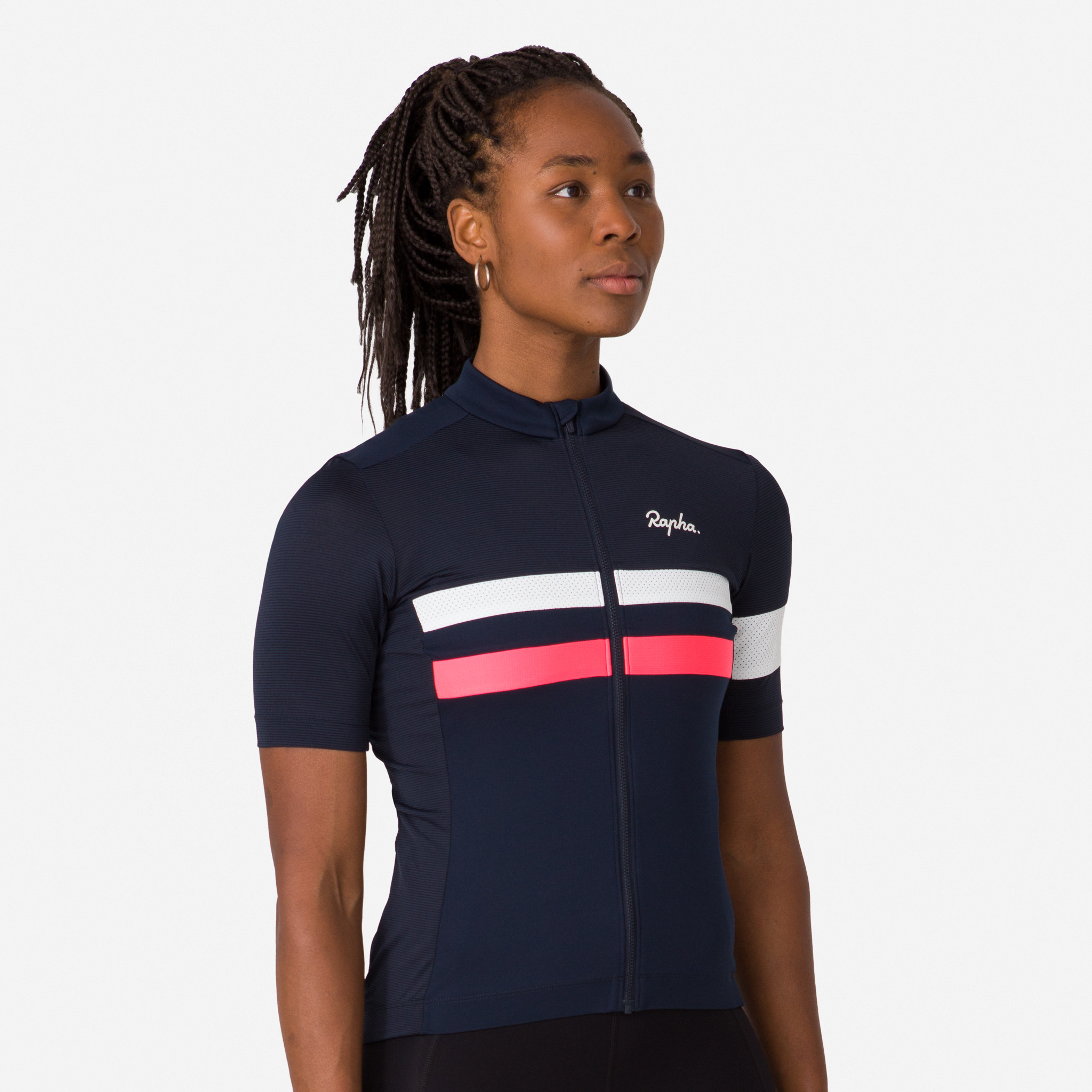 Rapha Brevet Lightweight Jersey Dark Navy/High-Vis Pink/White | 61390SNOZ