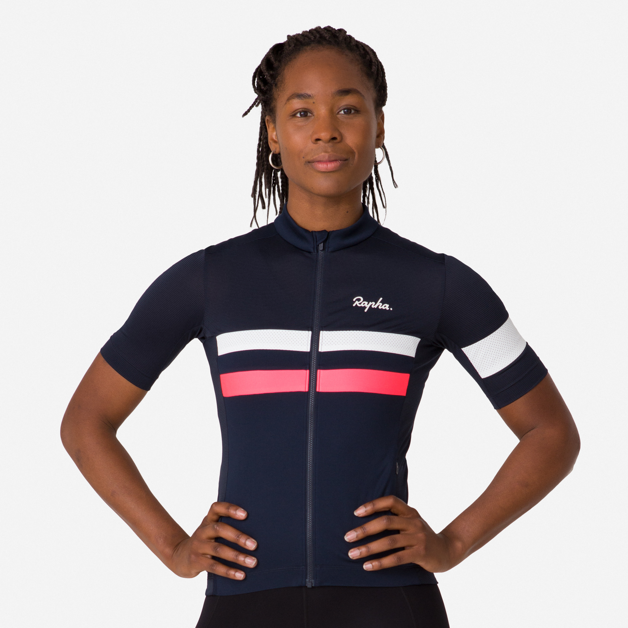 Rapha Brevet Lightweight Jersey Dark Navy/High-Vis Pink/White | 61390SNOZ