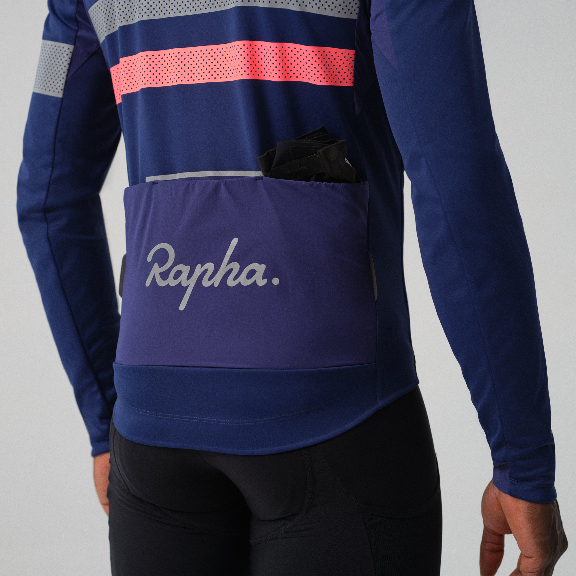 Rapha Brevet Long Sleeve Gore-Tex Infinium Jersey Navy/Hi-Vis Pink | 35481HVOG