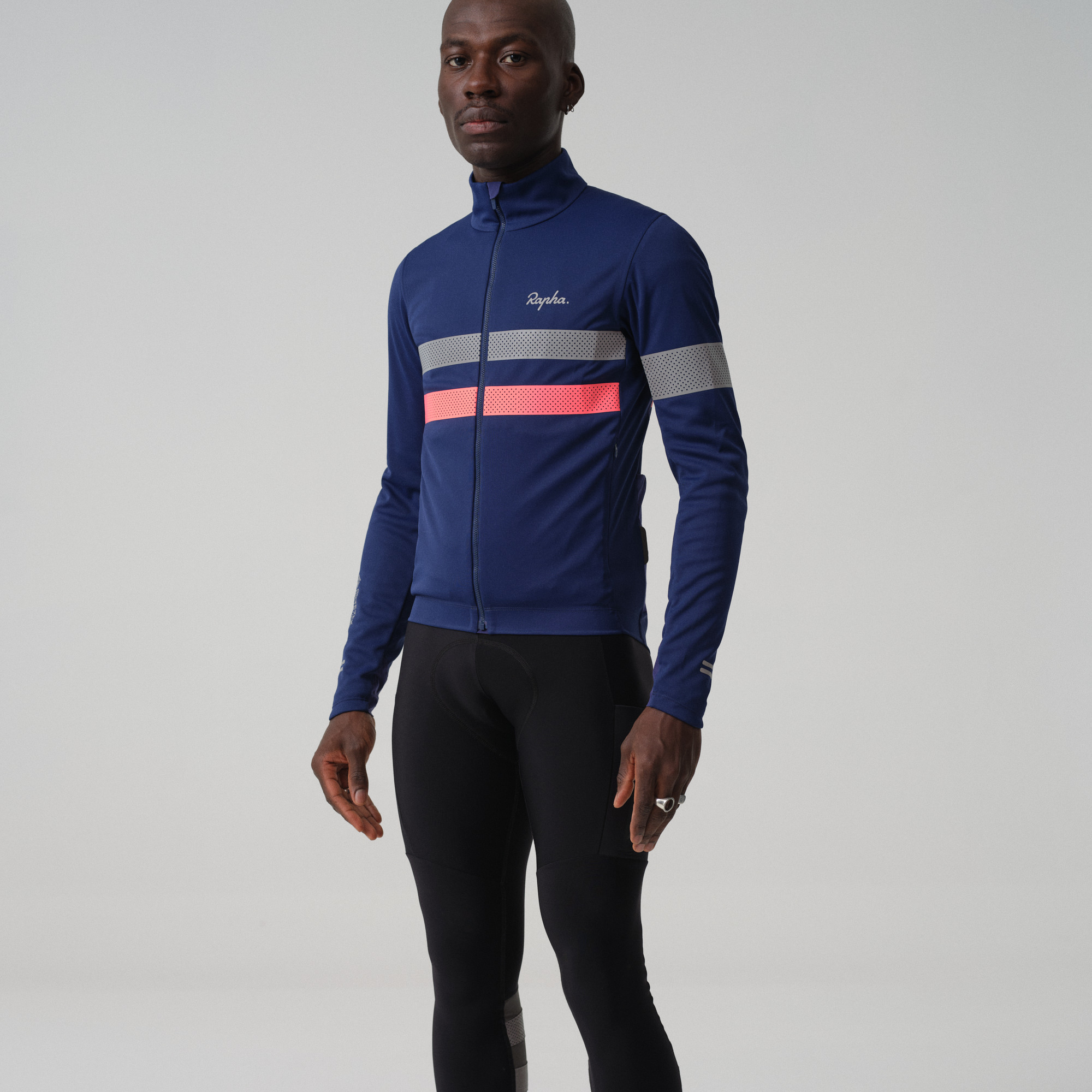 Rapha Brevet Long Sleeve Gore-Tex Infinium Jersey Navy/Hi-Vis Pink | 35481HVOG