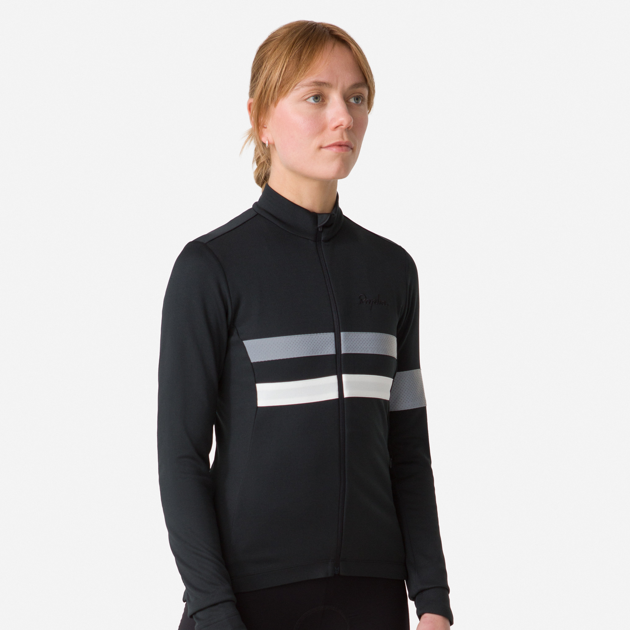 Rapha Brevet Long Sleeve Jersey Black/White | 87640KMFA