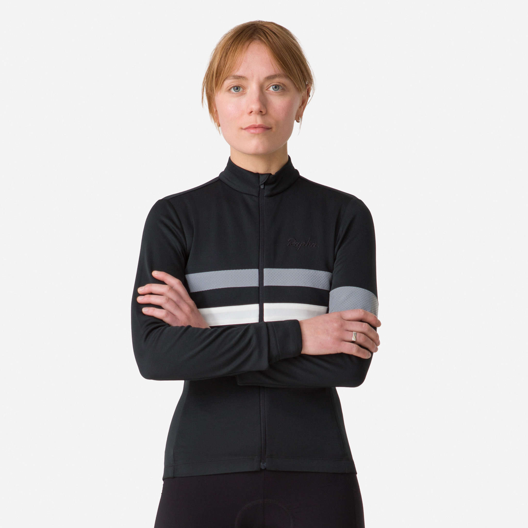 Rapha Brevet Long Sleeve Jersey Black/White | 87640KMFA