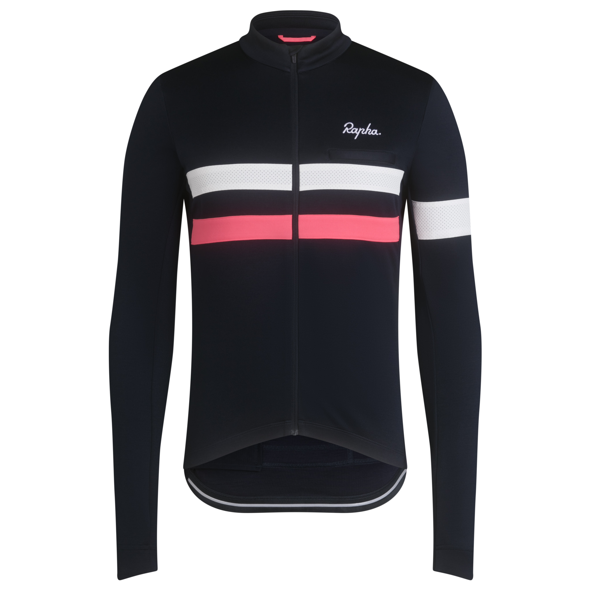 Rapha Brevet Long Sleeve Jersey Dark Navy/High-Vis Pink/White | 71069MRIO