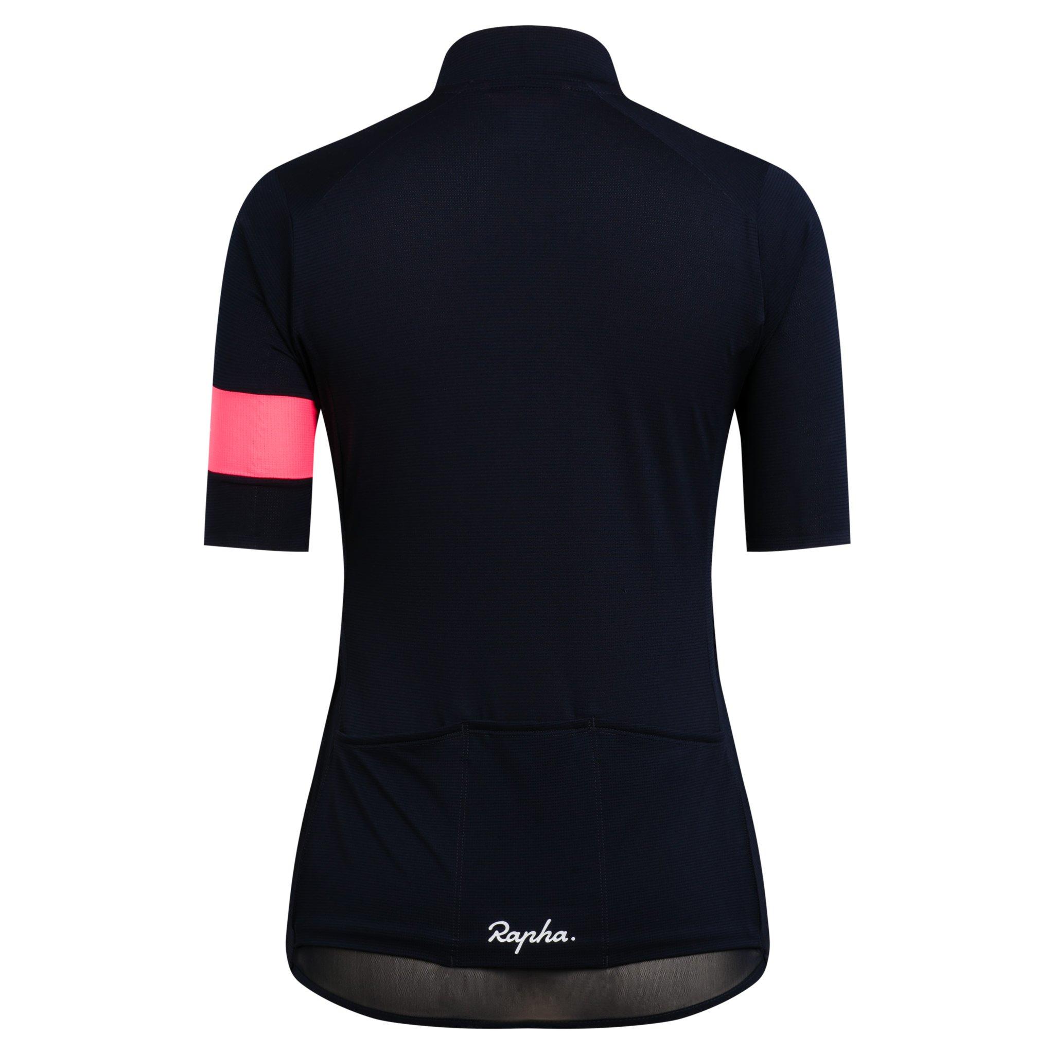 Rapha Classic Flyweight Cycling Jersey Dark Navy/High-Vis Pink | 38954FAWY