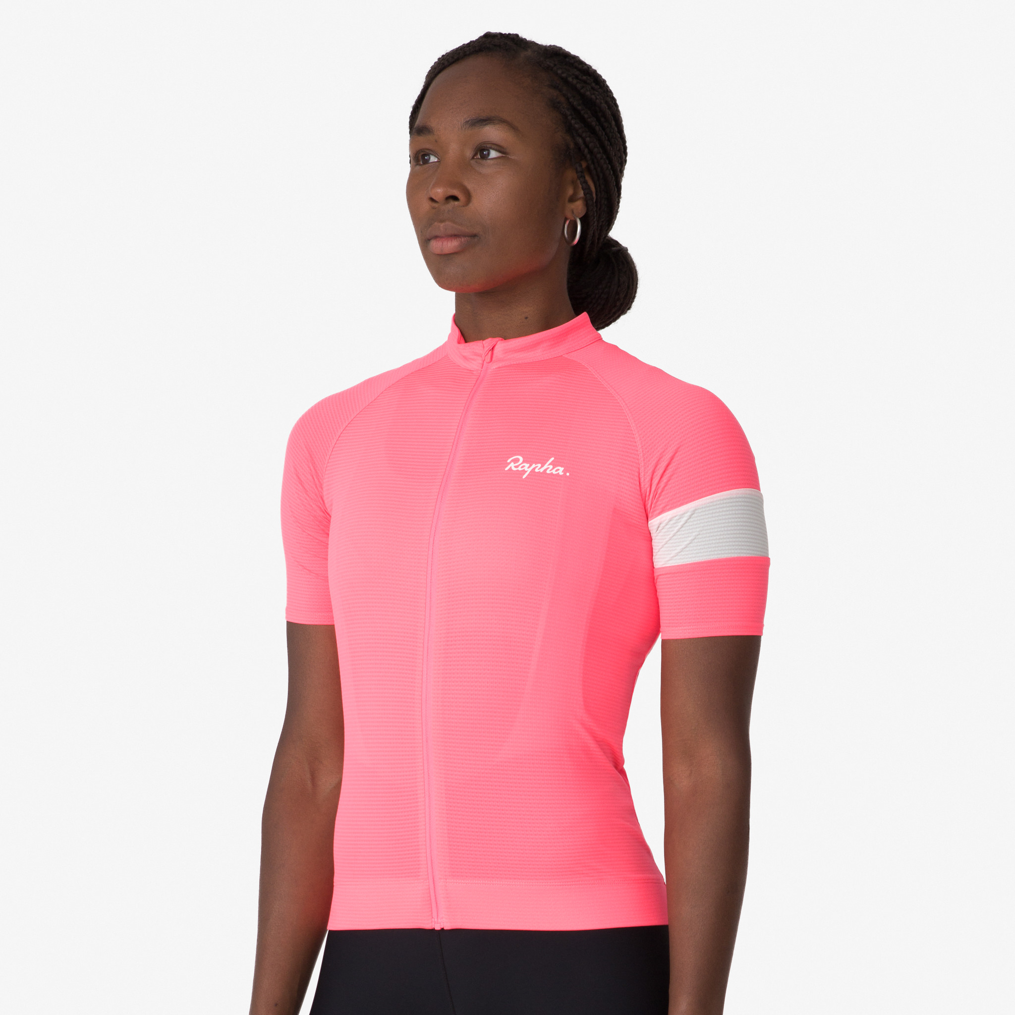 Rapha Core Lightweight Cycling Jersey High-Vis Pink/White | 76948BXRJ