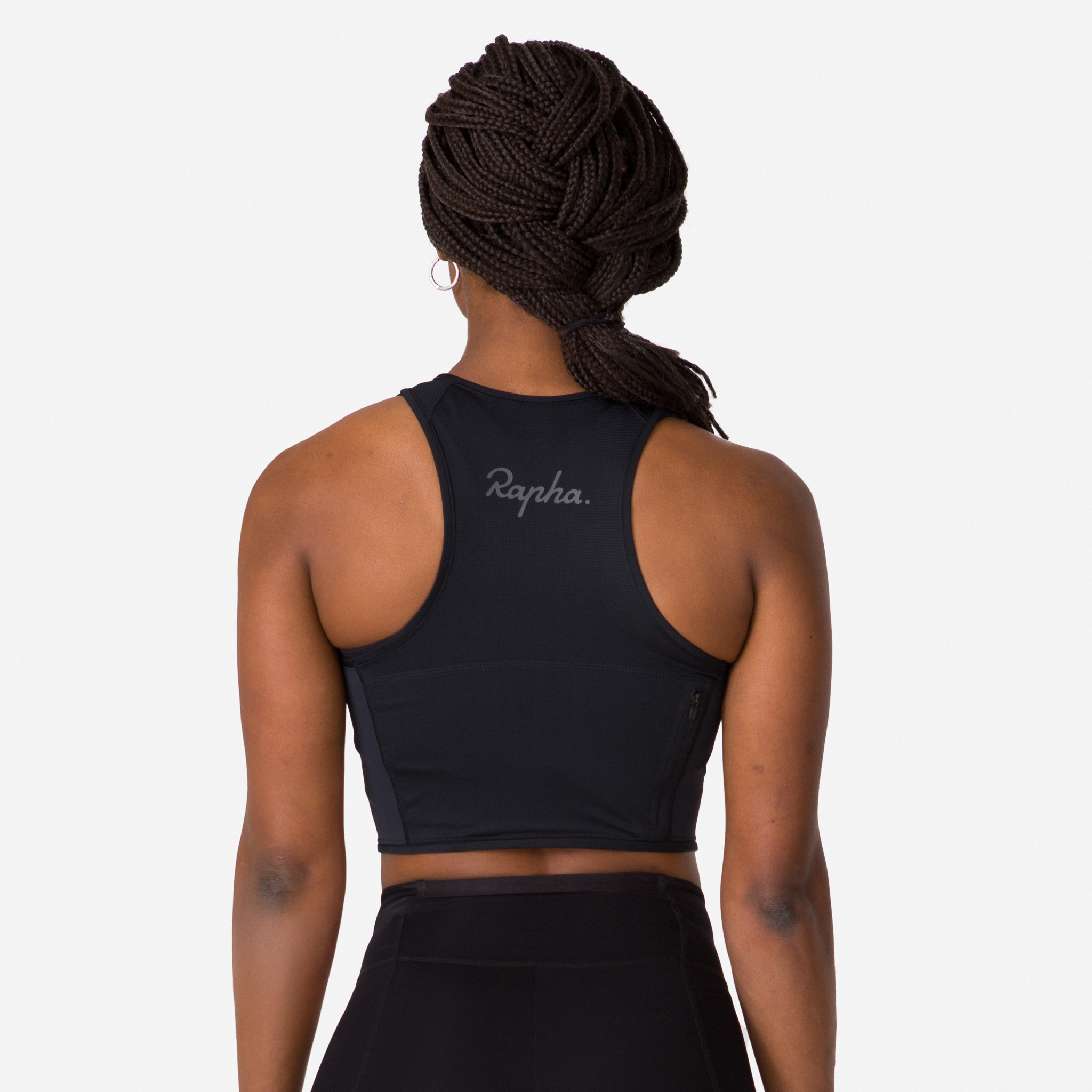 Rapha Cropped Zip Tank Black/Black | 34286RAEQ