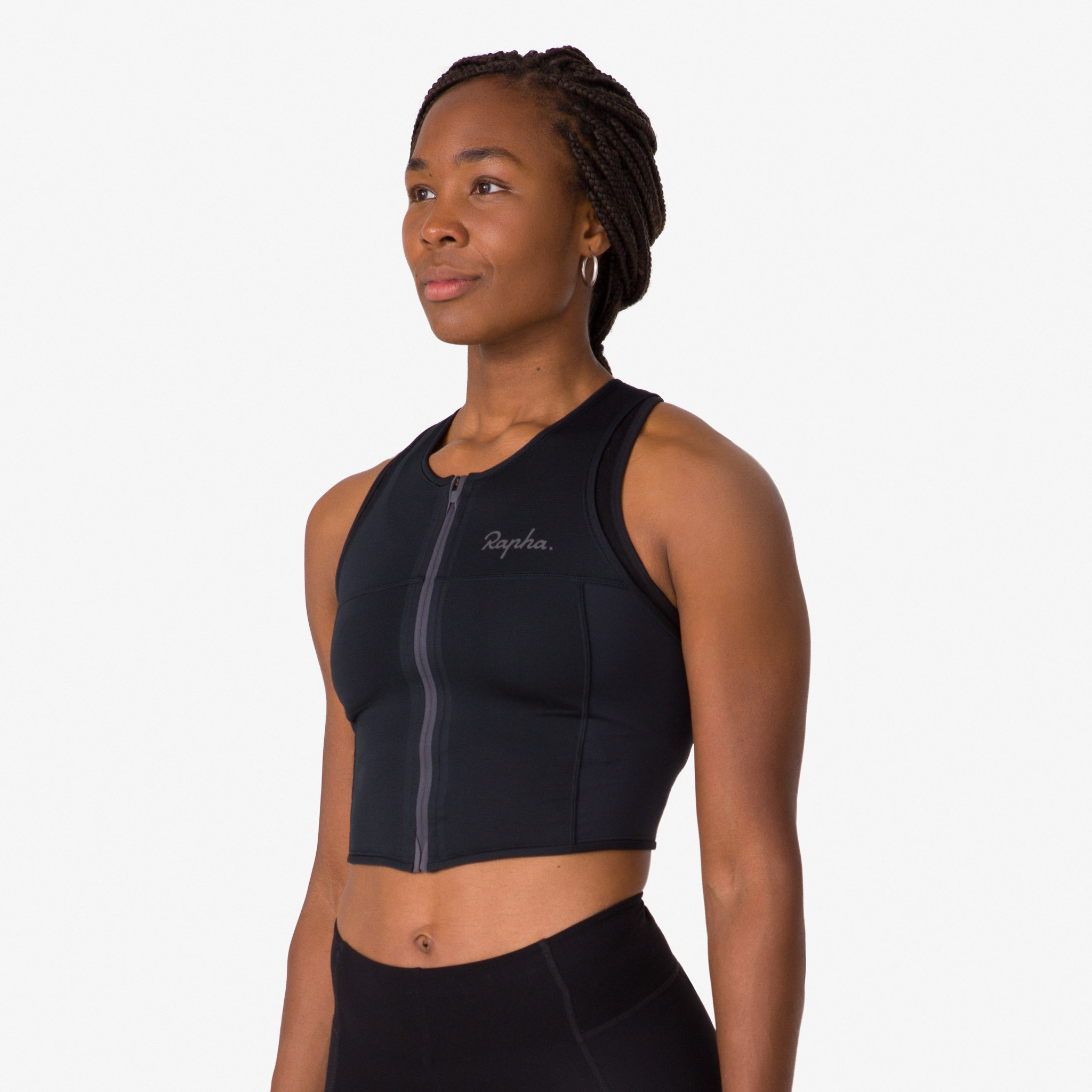 Rapha Cropped Zip Tank Black/Black | 34286RAEQ