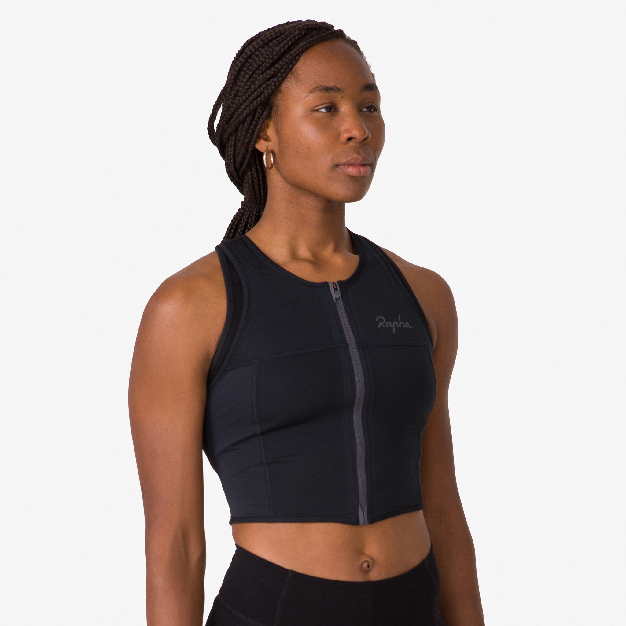 Rapha Cropped Zip Tank Black/Black | 34286RAEQ