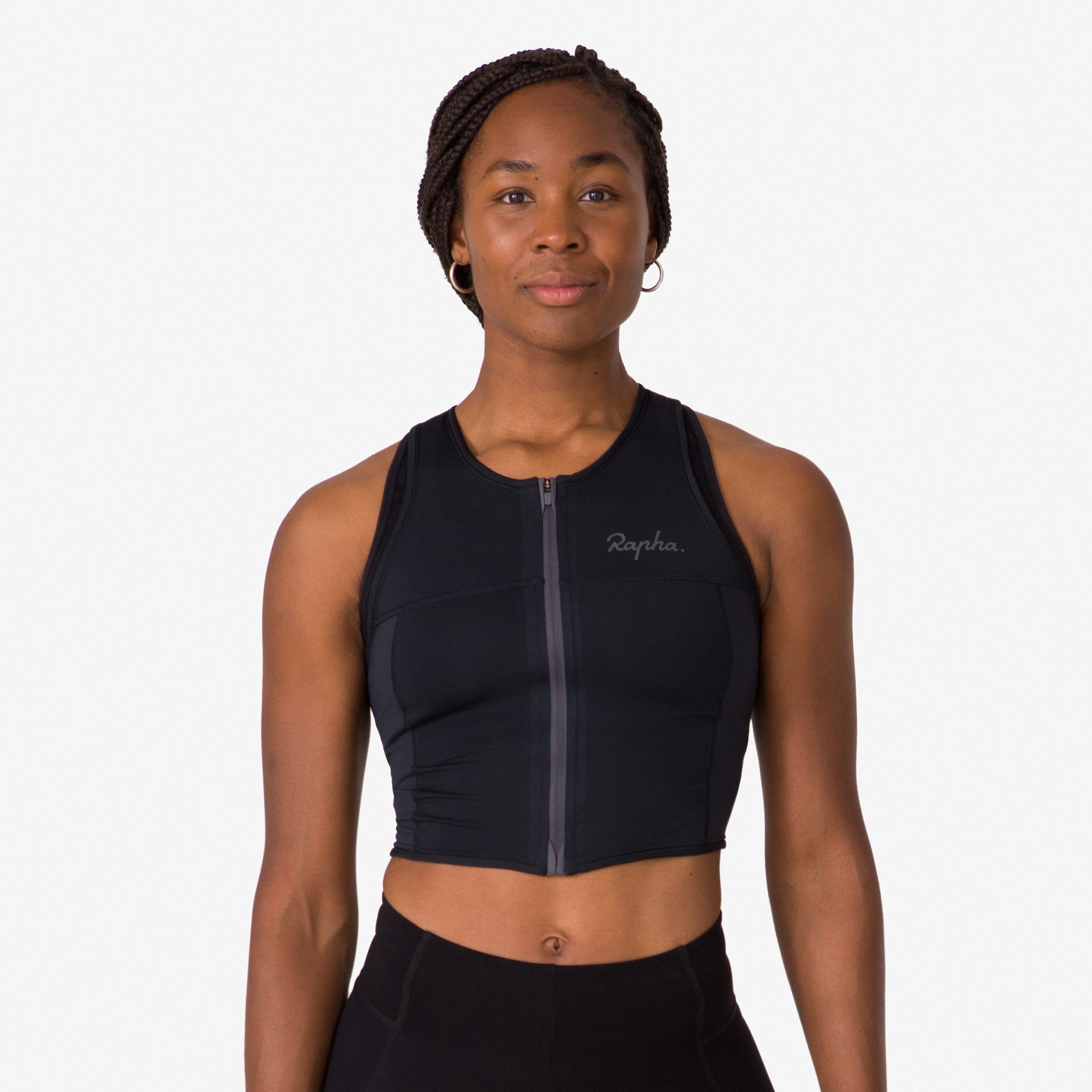 Rapha Cropped Zip Tank Black/Black | 34286RAEQ