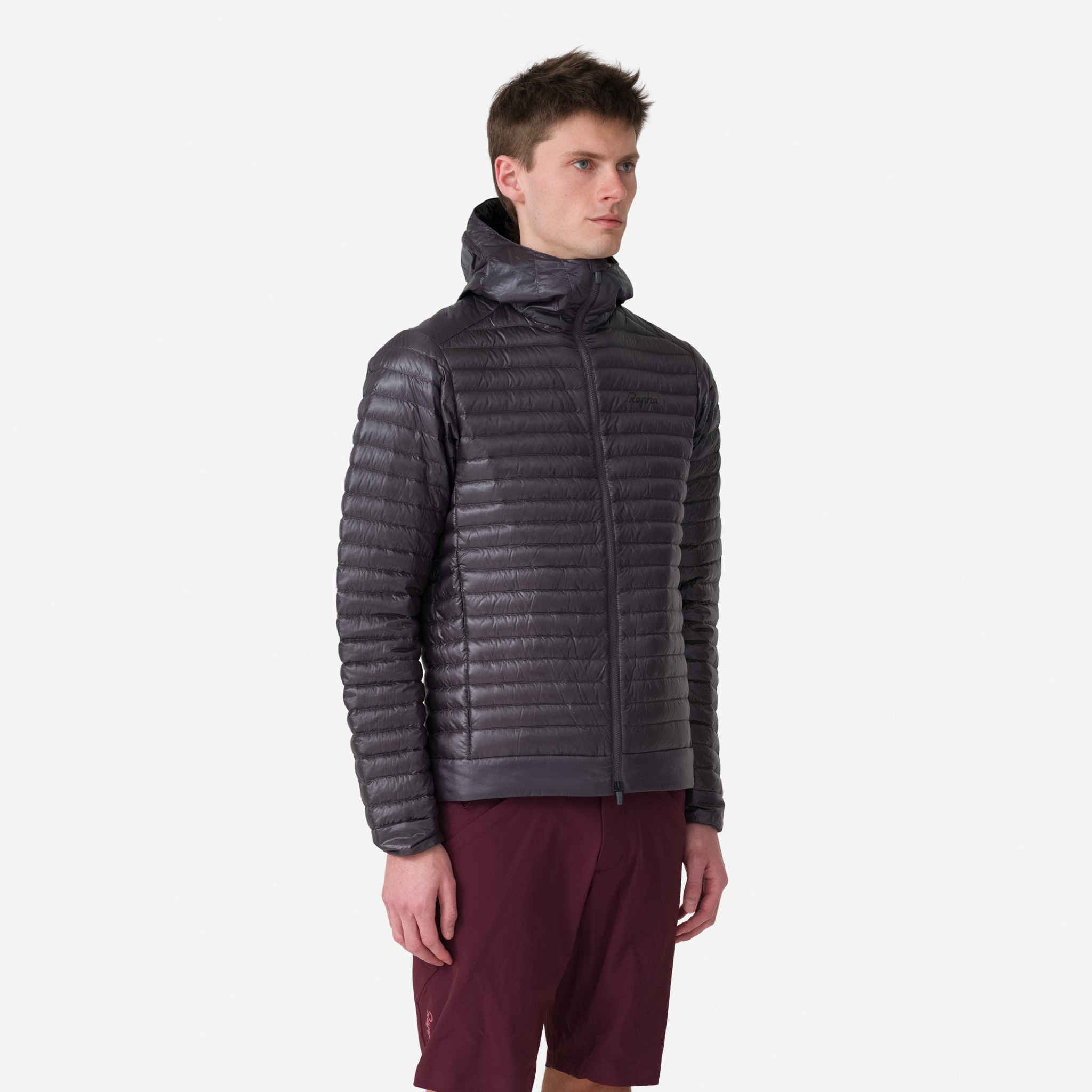 Rapha Explore Hooded Lightweight Down Jacket Carbon Grey/Black | 46235FJCU