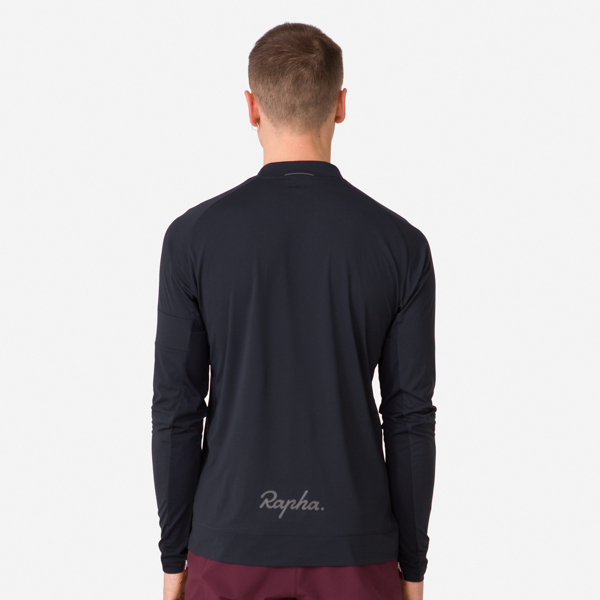 Rapha Explore Long Sleeve Zip Neck Tech T-shirt Black/Black | 25930YKMH