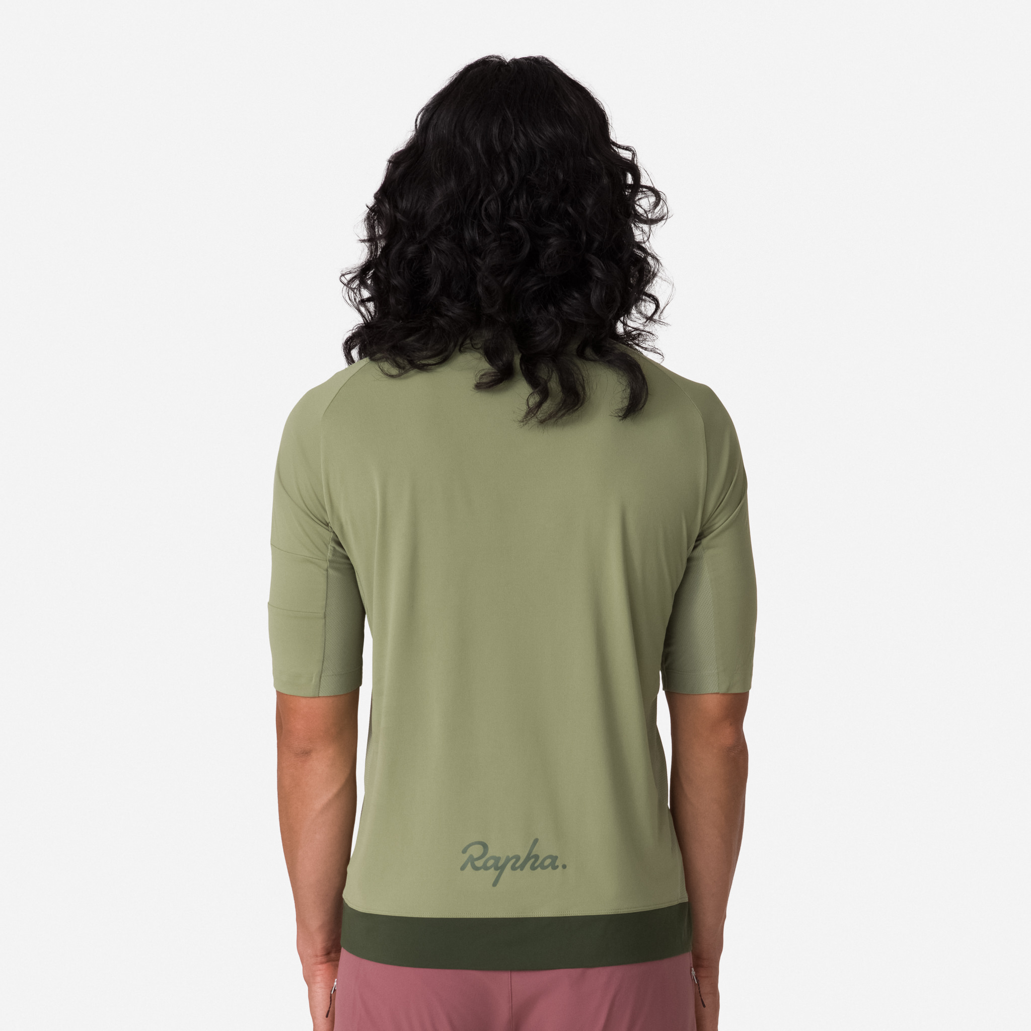 Rapha Explore Zip Neck Technical T-shirt Olive Green/Deep Olive Green | 49631XGBJ