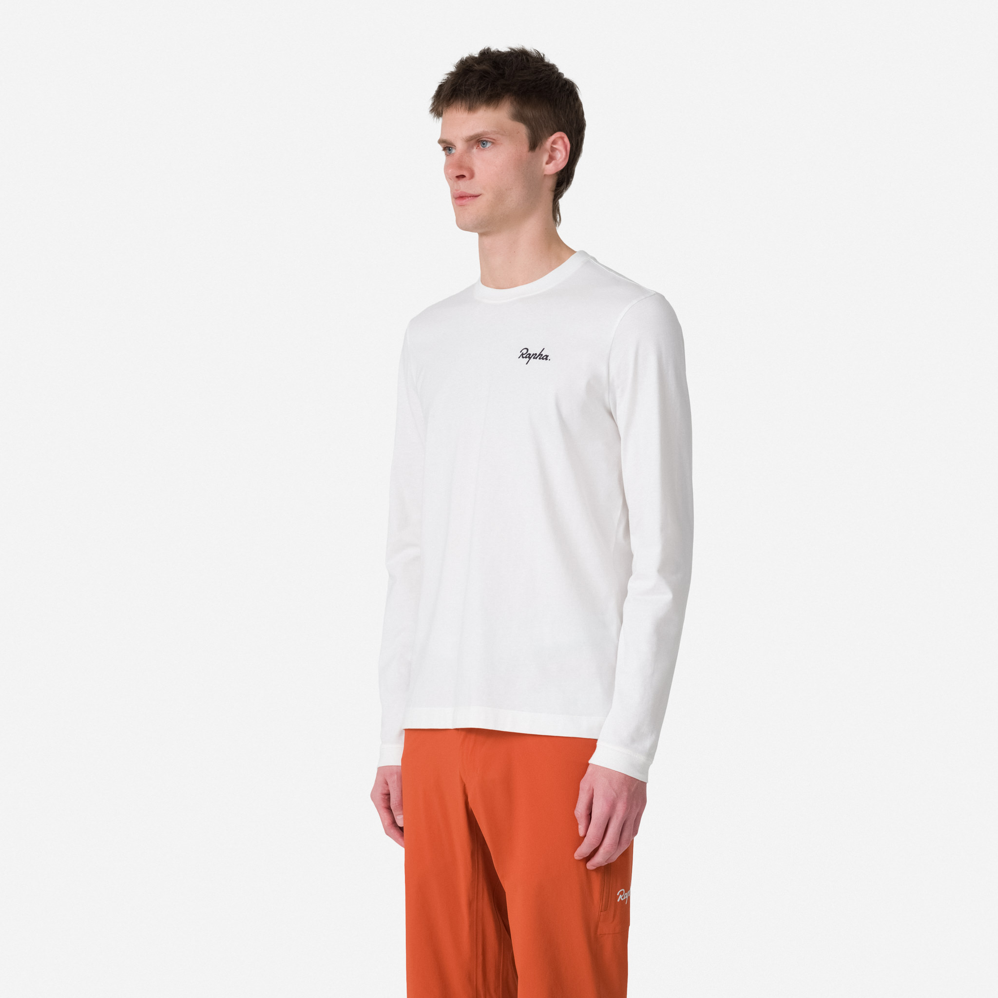 Rapha Logo Long Sleeve T-Shirt White/Black | 30684MCAJ