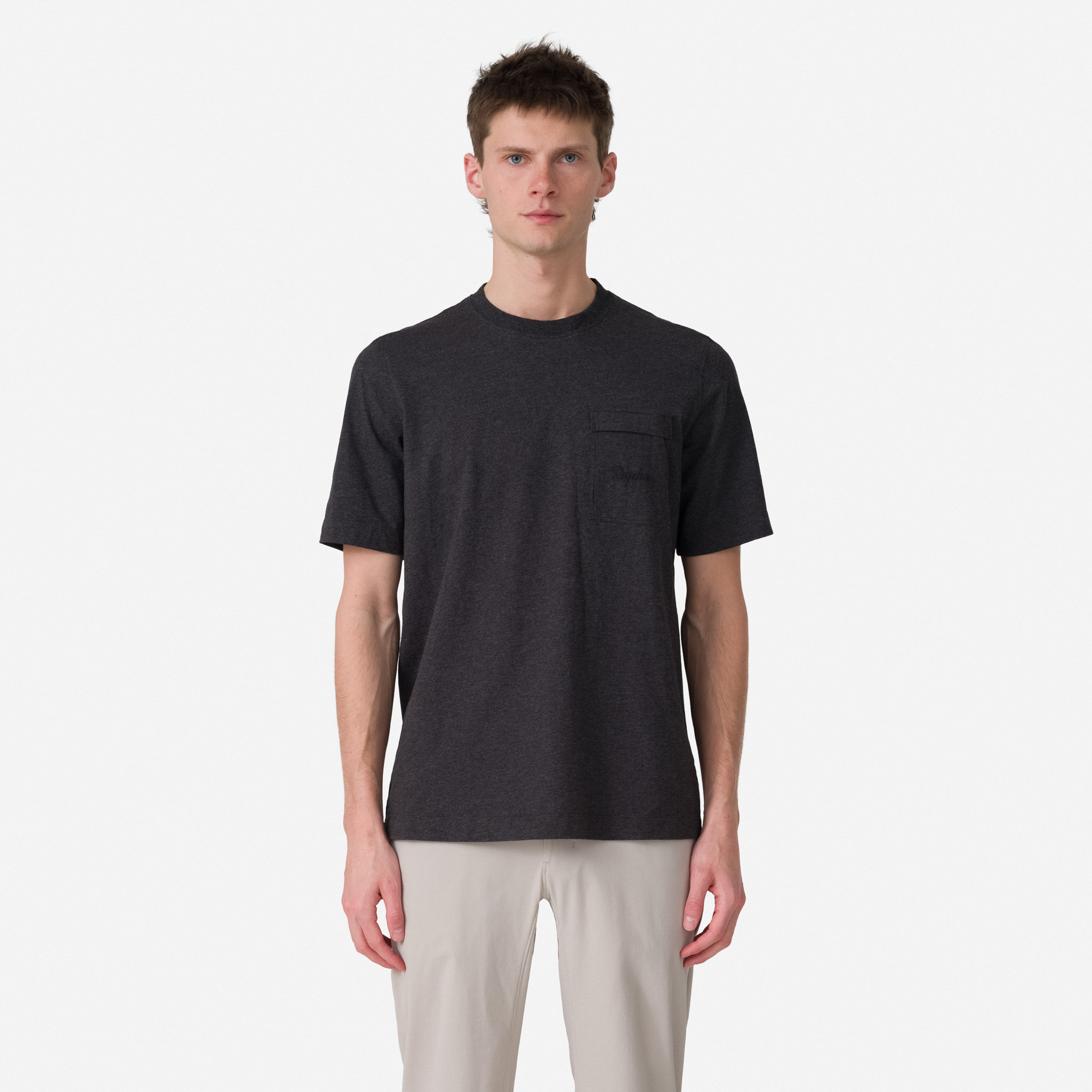 Rapha Logo Pocket T-Shirt Charcoal Marl/Black | 40769SCWX