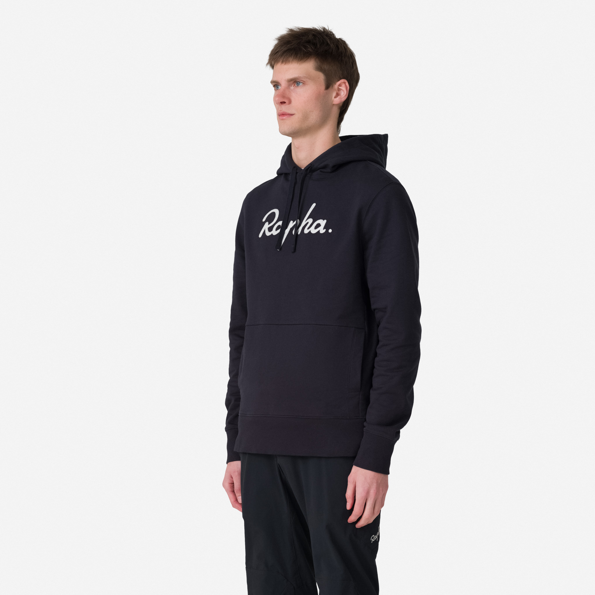 Rapha Logo Pullover Hoodie Black/White | 84709EZDP