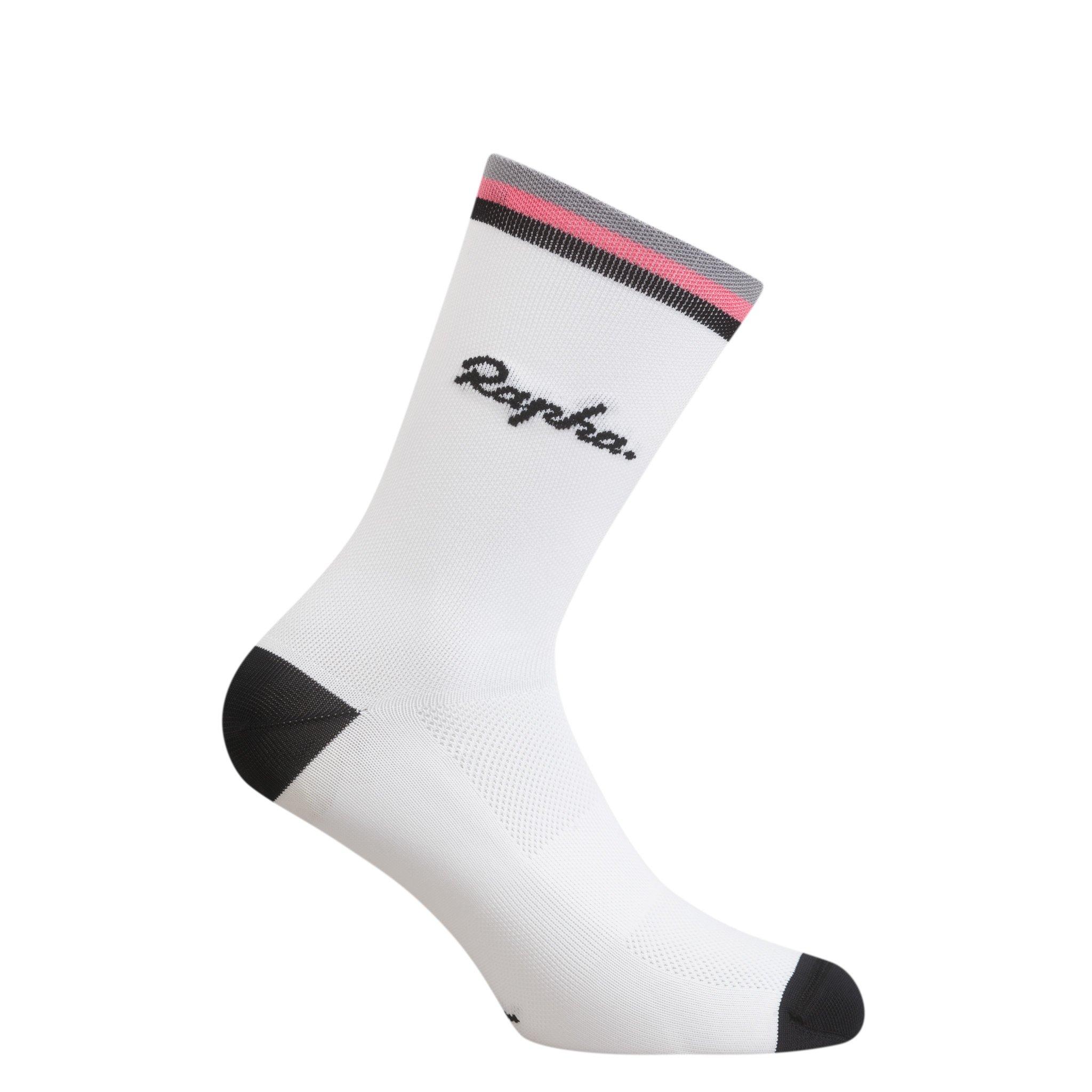 Rapha Logo Socks White/Black/Pink | 82547HUZI