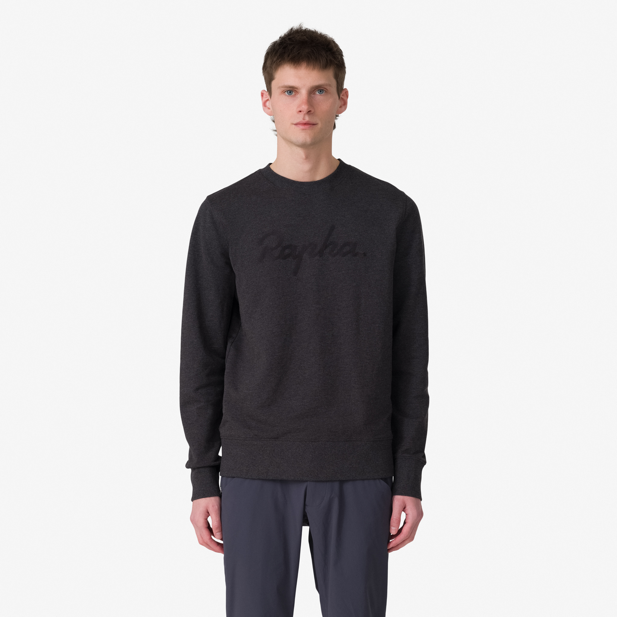 Rapha Logo Sweatshirt Charcoal Marl/Black | 05374EFCJ