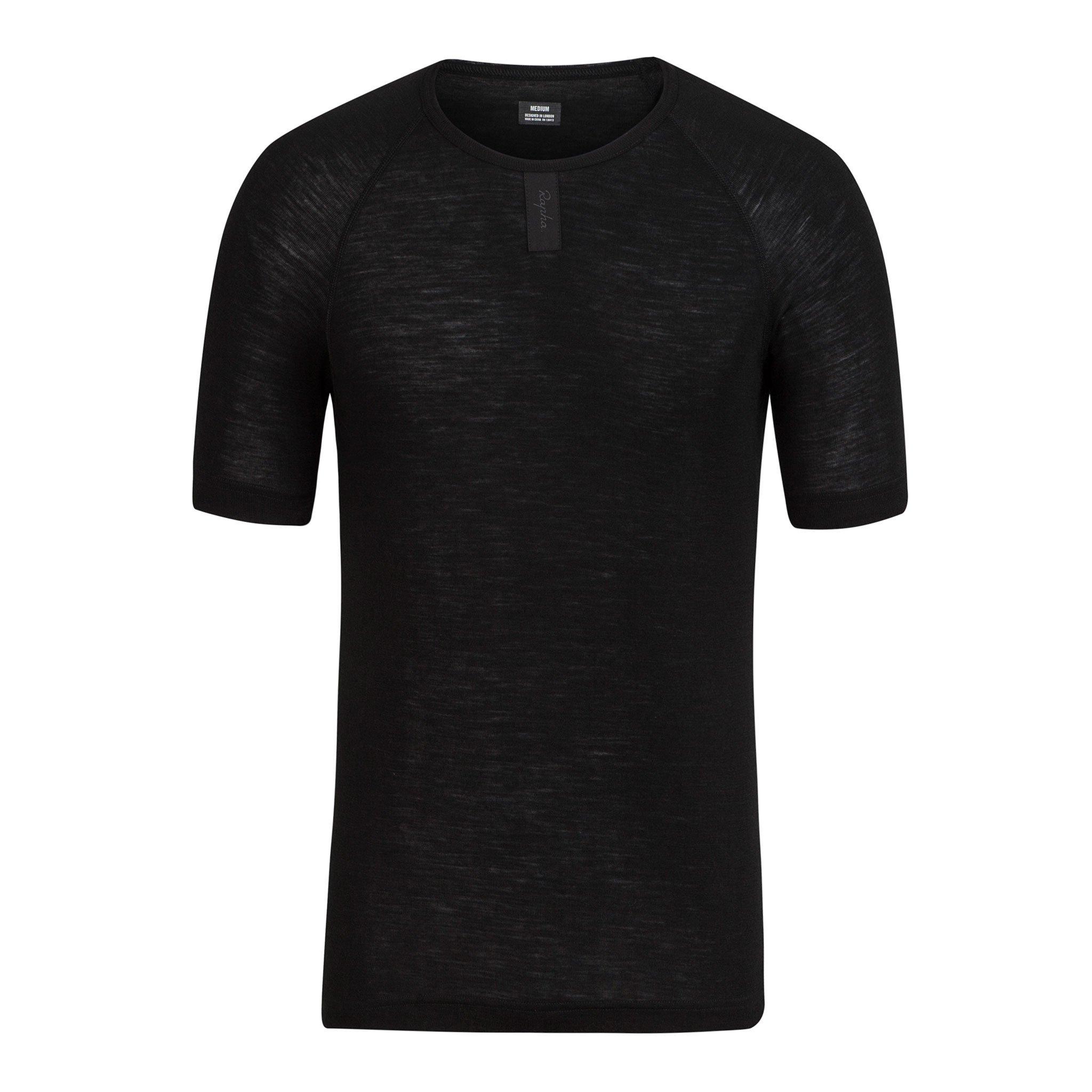 Rapha Merino Base Layer Short Sleeve Black | 85046YHNZ