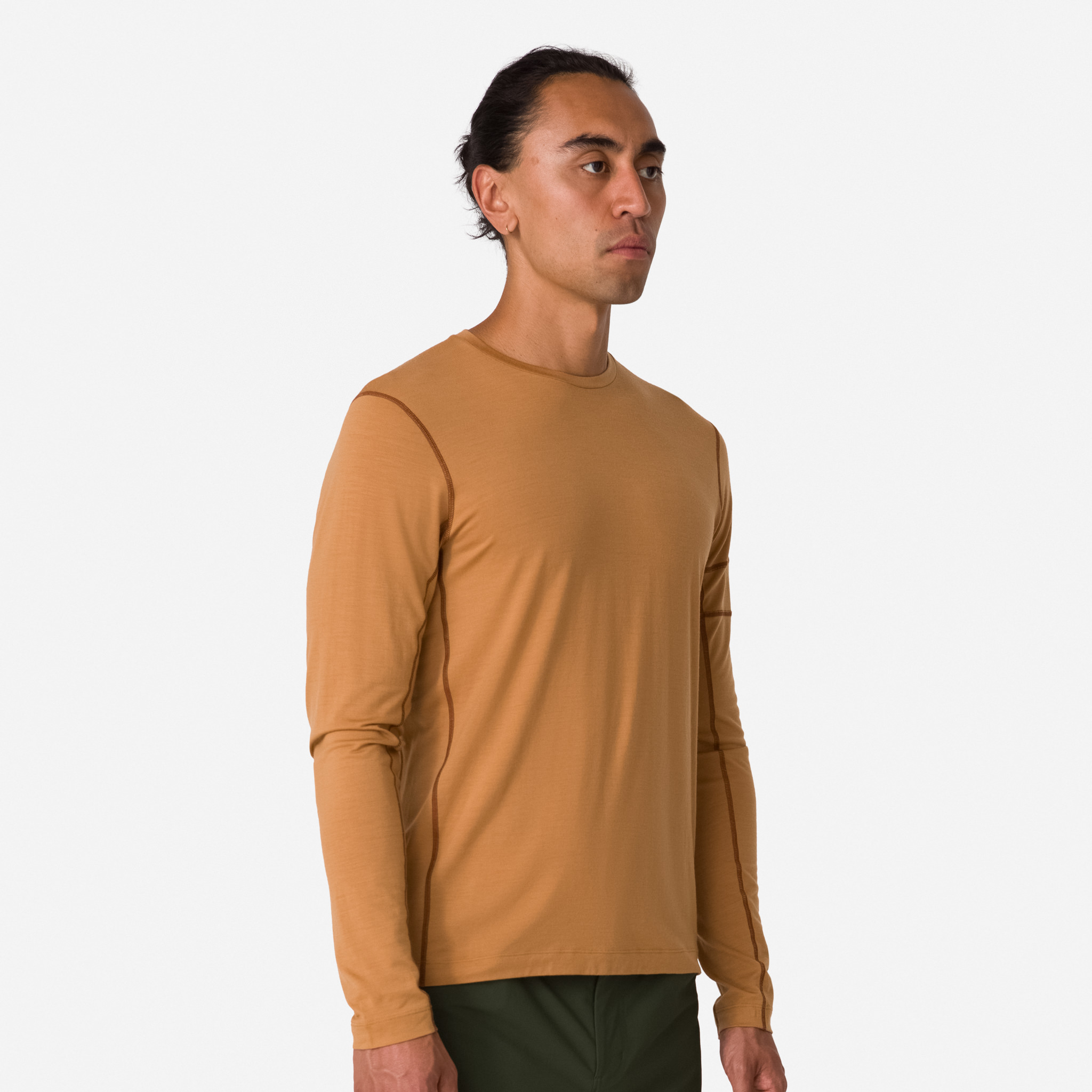 Rapha Merino Long Sleeve T-Shirt Clay Brown/Sand | 20746YTSP