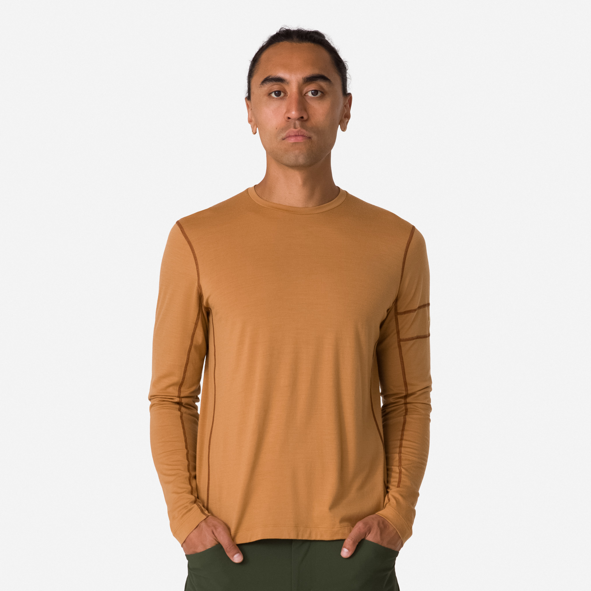 Rapha Merino Long Sleeve T-Shirt Clay Brown/Sand | 20746YTSP